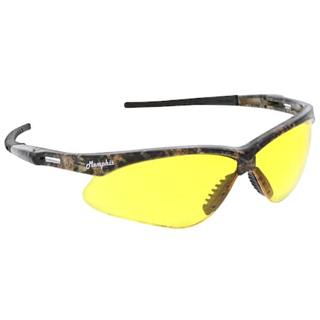 Mcr Safety Memphis (MP1), Safety Glasses, Anti-Fog, Amber Lens, Mossy Oak/Black Frame, Half Frame, 12 PK MOMP114AF